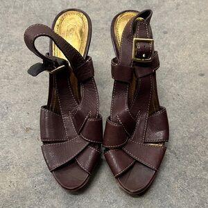 Coach Dark Brown Leather Sandals